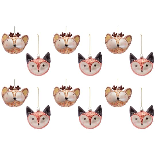 Melrose Woodland Animal Glass Ornaments Set